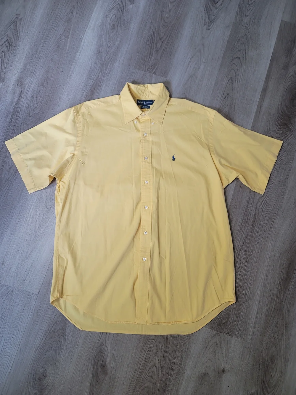 Ralph Lauren Blake Shirt Mens L Yellow Short Sleeve Button Up 100% Cotton Resort